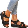 Sobzia Sandali Donna,Sandali Ortopedici Donna Estive Eleganti Comodi Sandalo Trekking Sportivi Leggeri Scarpe con Zeppa Punta Aperta Antiscivolo Scarpa con Strappo Nero 37