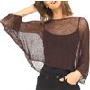 SHU-SHI, donne - Camicetta trasparente con poncho in maglia leggera e coprispalle marrone