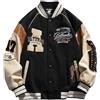 Vagbalena Giacca da College College College da Baseball impiombata con Lettera Y2K da Uomo Giacca da Campus Unisex Giacca da Baseball da Motociclista Casual dalla vestibilità Regolare (Nero,M)