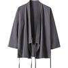 Generisch Camicia da uomo turchese da uomo in lino, a maniche lunghe, colletto alto, tradizionale, casual, taglie forti, colore marrone, grigio., 7XL