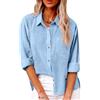 SHEKINI Camicia Lino Donna Camicetta da Donna Elegante Maniche Lunghe Cotone Blusa Maglietta Scollo a V Top Camicette Abbigliamento Donna Ufficio Casual