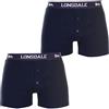 Lonsdale - Confezione da 2 paia di boxer da uomo in misto cotone con elastico in vita Blu mare XS