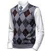 Herothorn Gilet Maglia da Uomo con Diamante Spesso Argyle Maglieria Senza Maniche Maglione Cardigan Scollo a V Smanicato Pullover Panciotto Canotte con Bottone