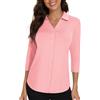 Soneven Camicia Donna Estiva Elegante, a 3/4 Maniche Lunghe Camicetta con Scollo a V Polo da Golf da Lavoro con Bottoni