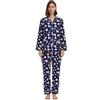 kolipajam pigiama di flanella di cotone per le donne 100% cotone flanella pigiama set morbido PJS accogliente donna loungewear, Fiore Rosso Floreale Blu Scu, XL