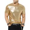 Casey Kevin Metallic Maglietta Uomo Abbigliamento da Discoteca T Shirt, Maglietta con Metallic Paillettes Uomo Glitter Camicia Argento Oro per Discoteca Anni 70 80 Party Ballo Danza Club, S