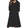 Generico Abito Donna Invernale Maglina Felpa Midi con Cappuccio Tasca Morbido Caldo Elegante Casual Autunno Inverno Lunghezza Media Comfort Tessuto qualità Stile Versatile (Black, XXL)