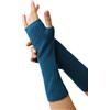 Prettystern Medio-lungo Manicotti Donna 100% Cachemire Lana Scalda Braccia Guanti Senza Dita Scaldamani Cashmere blu