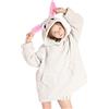 JOJJJOJ - Felpa con cappuccio oversize tipo coperta per bambini, con tasche, coperta indossabile per ragazzi, ragazze, adolescenti, bambini, Coniglio, Taglia unica