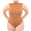 LEELA LAB Body Collo Alto Donna Taglie Forti, senza Maniche, Dolcevita in Morbida Microfibra, Realizzato con Tecnologia Seamless Senza Cuciture - Made in Italy (Camel, XXL)