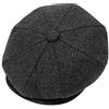 ZRWASKA® Cappellini piatti da uomo UK 8 pannelli Peaky Flat Baker Boy Cappelli in lana - Gatsby Tweed Tessuto di lana stile Newsboy Donna Baker 1920s Cappello piatto da uomo tinta unita a spina di