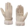 MGGMOKAY Donna Guanti Shearling Donna Caldo Inverno Cuoio Shearling Guanti di Pelle di Pecora,Beige,XL