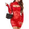 XIUSEMY Hilergy Sexy Dessous Kleid für Frauen Fischnetz Hollow out Bodycon Stretchy Nachtwäsche Exotische Strand Cover Up (Rot)