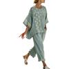 Gienslru Completo Donna Estivo Tuta Completa Elegante Casual Set 2 Pezzi Pantaloni Larghi e Top Oversize Boho Tute Kaftano Sportive Primavera Cotone Leggero Outfit Mare Vacanza Cerimonia Co-ord