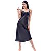 THXSILK Camicia da notte in seta, 19 momme, in seta di gelso naturale, da donna, lunga biancheria da notte, Nero , S