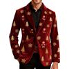 DeHolifer Giacca Natalizia da Uomo Blazer Stampa Albero Natale Cappotto Fiocco di Neve Giubbotto in Pile Giacche Monopetto Felpa Colletto Risvolto Giacca Xmas Divertente Abbigliamento per Tempo Libero