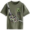 NEXT Ragazzo T-Shirt con Borsa Minecraft Khaki/Green 8 Anni
