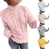 Generic Maglione lavorato a maglia a trecce da donna alla moda con collo a polo maglione a maglia grossa autunno inverno dolcevita maglioni eleganti casual all'uncinetto maglioni a collo alto maglieria