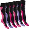 Footstar Calze termiche da donna, calze al ginocchio invernali (6 paia) Calde calze in spugna, mix, 35-38
