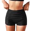 CUPSHE Pantaloncini bikini da donna a vita alta con arricciatura e controllo della pancia, nero, S