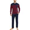 Aseniza Pigiama Uomo Invernale Pigiama Uomo Cotone Lungo Set Pigiami Righe Uomo Maniche Lunghe da Casa Caldo Casual(232-Rosso,XL