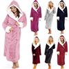 Generic Accappatoio termico da donna, taglie forti, caldo accappatoio con cappuccio, lunghezza intera, accappatoio spesso, morbido accappatoio da donna con tasche e cintura, vestaglia oversize di lusso
