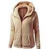AMDOLE Vestaglia con zip in pile con zip da donna felpe con cappuccio da donna Uk Essentials Felpa con cappuccio da donna con cappuccio con zip cappotto invernale cappotto lungo, Marrone #1., L