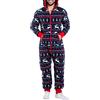 Generisch Pigiama da uomo invernale con cappuccio, per Natale, in un pezzo, con cerniera, per la casa, termico, homewear, tuta da notte, tuta completa, invernale, Blu mare, M
