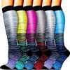 GEYIWSSXY 6 paia di calze a compressione per uomo e donna, calze colorate di sostegno per sport, corsa, viaggi, ciclismo