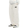 Generico Pantaloni Velluto Uomo Kirakuko Pantaloni Giapponese A Coste Uomo Streetwear con Tasca, Larghi con Coulisse Elastica Pantalone Palestra, Bianco 3XL