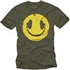 MAKAYA Maglietta Musica Elettronica House Cuffie Happy Smile T-Shirt Uomo Swag Verde XL