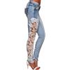 DeHolifer Pantaloni in Denim da Donna, Pizzo Jeans Svuotare Pantalone Elasticizzato Leggings Eleganti Comodi Leggins, Gamba Dritta Jeans Traspiranti Leggeri Abbigliamento Casual Pants per Il Tempo Libero