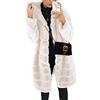 Vagbalena Cappotto Donna in Lana Felpata con Cappuccio Giacca Lunga Inverno Casual in Pile Finto Montone Cappotto con Cappuccio Giacca Lunga Calda Cardigan Pelliccia Finta Peluche Giacca (Bianco,M)