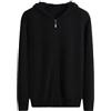 ERFMFKL - Maglione da uomo con zip intera, lavorato a maglia, con cappuccio, vestibilità aderente, casual, a maniche lunghe, Nero , XL