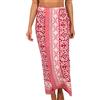 Pachamama Donne 100% Cotone Sarong Stampato A Mano Modello Fiore Cool Estate Beach Cover Up Pareo Wrap Around Gonna 180 x 110 CM, rosa, Taglia unica