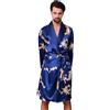 Haseil Accappatoio da uomo in raso, stile kimono primaverile, estivo, con collo sciallato