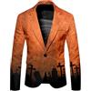 Generic Costume di Halloween da uomo a tema Halloween stampato vestito casual sciolto confortevole stile gotico giacca da gioco di ruolo