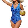 LOKLNEYK Costume Intero Donna - Costumi Interi Donna Taglie Forti Running Classici Trikini Piscina Comode Elastico One Piece Sportivo Bohemian Curvy Pancia Modellante 2#Blu XL