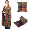 SIVENKE Coperta portatile, cuscino compatto 2 in 1, coperta da donna in pile con bottone, copriletto a quadri, cuscino per letto, divano, ufficio, 135 x 120 cm