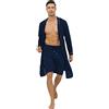 Generic Accappatoio Da Uomo In Raso Leggero E Corto Sexy Da Notte Sottile Estivo A Maniche Lunghe Blu M