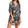 TBSCWYF Abito da Spiaggia Copricostume Donna Mare Copri Bikini Camicia Cover up Maniche 3/4 Elegante Casual Costume da Bagno Camicetta Scollo a V
