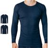 SES Maglietta a maniche lunghe da uomo, taglia S-4XL, in 100% cotone, traspirante, da uomo, lunga come maglietta da notte o da notte, Blu marino, XXL