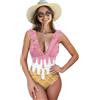 Suhoaziia Costume da bagno intero da donna con volant, controllo della pancia, dimagrante, scollo a V, monokini, taglie forti