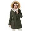 OROLAY Parka Invernale da Donna Foderato in pile Addensato con Cappuccio e collo in Pelliccia Rimovibile Oliva Drab XS