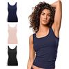 FOCENZA Set 3 Pezzi Canotta Donna Spalla Larga in Morbida Microfibra, Intimo Senza Cuciture in Vari Colori, Made in Italy (Nero-Cipria-Blu, L-XL)