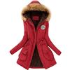 XINGENG Cappotto Donna Elegante in Pelliccia Faux - Giacca Invernale Lunga, Parka, Trench, Giubbotto (Rosso, L)