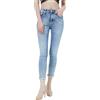 JOPHY & CO. Jeans Donna Crop a Vita Alta, Lavaggio Medio con Brillantini, Gamba Dritta, Lunghezza al Polpaccio cod.1021