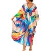 L-Peach Vestaglia da donna in stile caftano, abbigliamento da notte, abito da spiaggia, pareo, C Multicolore 2, Taglia unica