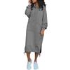 Generisch Felpa da donna, casual, con coulisse, autunno, calda, in pile, maxi abito con tasca