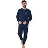 ALV by Alviero Martini Pigiama Lungo da Uomo, Tuta Homewear in Cotone e Poliestere, Girocollo con Bottoni, Tasche Laterali, Regular Fit (IT, Testo, L, Regular, Regular, ALI567 Cobalto)